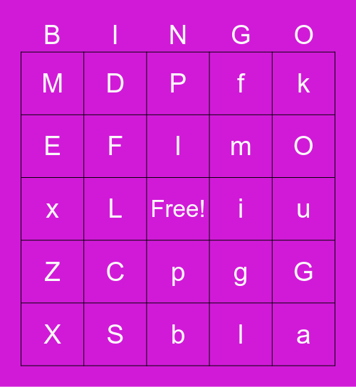 Alphabet Bingo Card