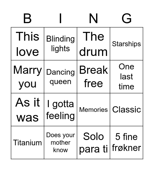 Storhaug ungdomsklubb Bingo Card