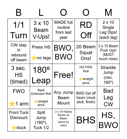 🌻 Spring Beam Bingo 🌷 Bingo Card