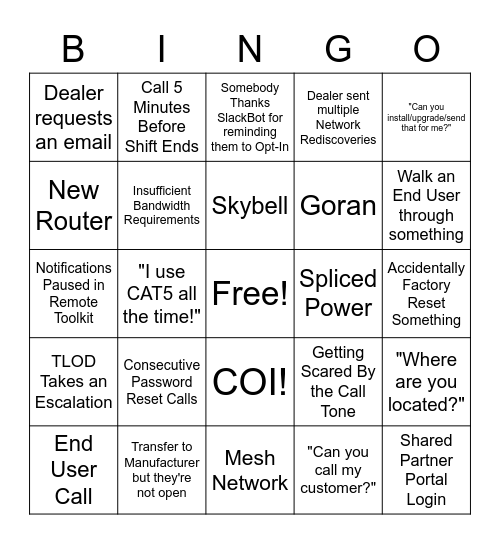 Saturday CORE Bingo Card