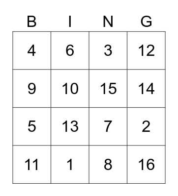 Jolly Phonics Bingo Card