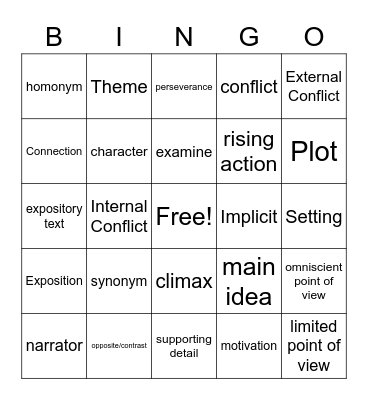 Reading STAAR Words Bingo Card