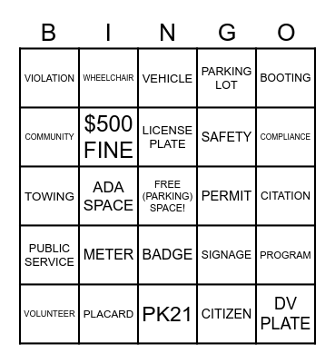 PARKHOUSTON Bingo Card