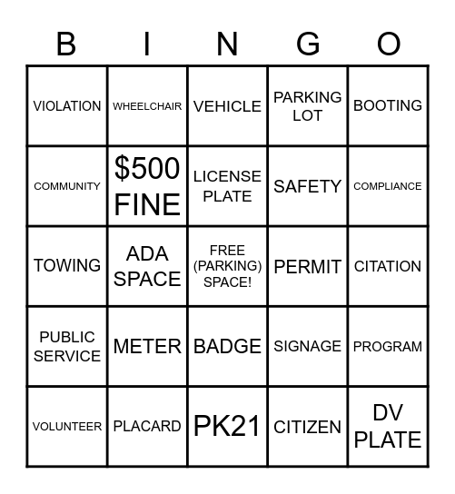 PARKHOUSTON Bingo Card