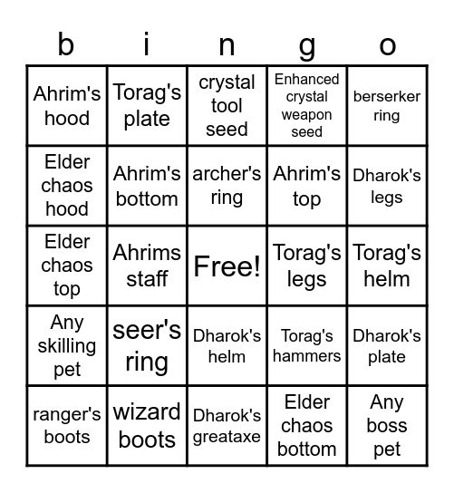 The Shire Bingo 1 Bingo Card
