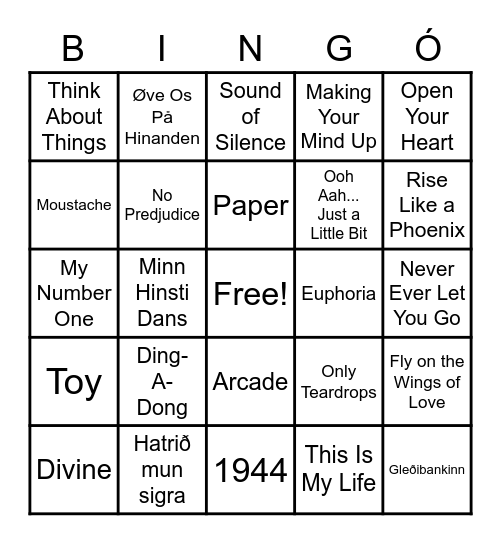 EuroBINGÓ! Bingo Card