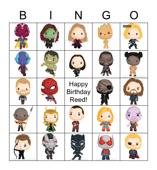 Avengers Bingo Card