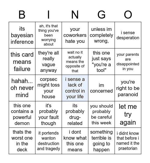 isaia reads your future bingo Card