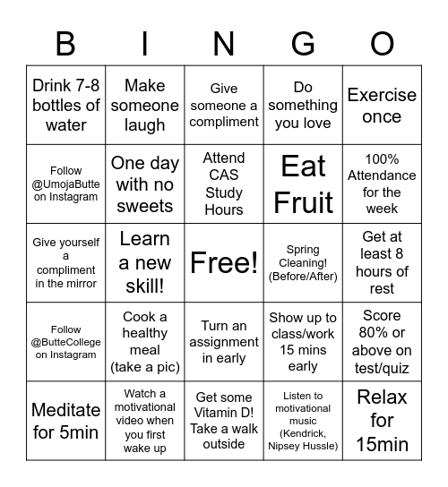 Umoja Bingo Card