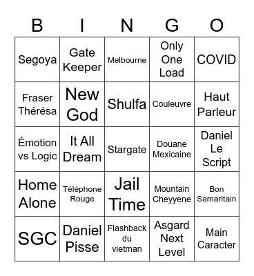 Stargate Bingo Card