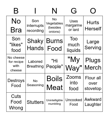 Kay's Cooking BIngo Card