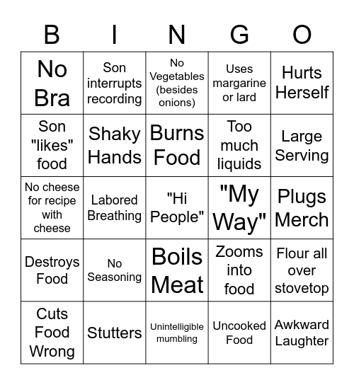 Kay's Cooking BIngo Card