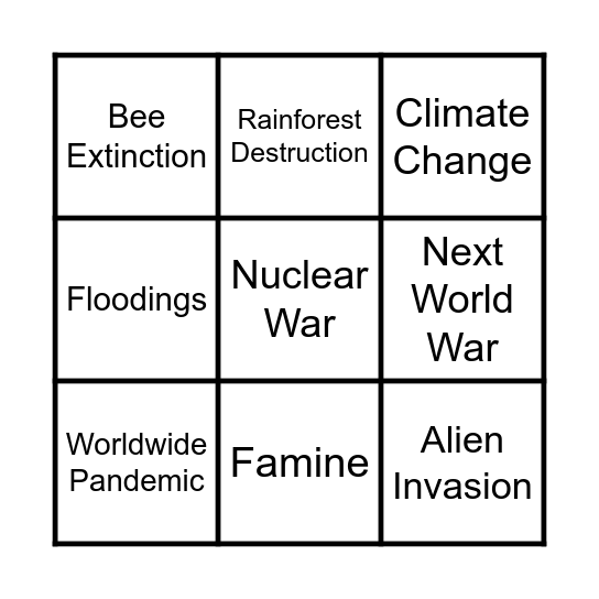 Apocalypse BINGO Card