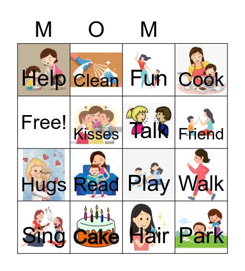 I Love My Mom! Bingo Card