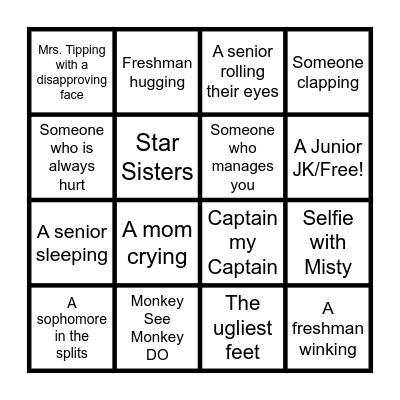 Salado Starlet Senior Party Bingo Card