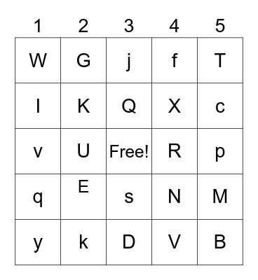 Alphabet BINGO Card