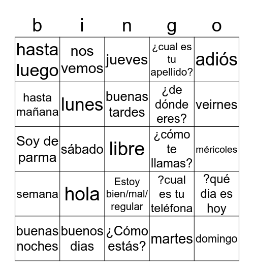 Bingo Card