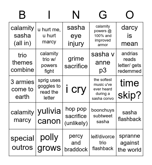 Amphibia Finale Bingo Card