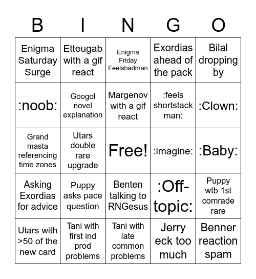 AdCom Event Bingo Card