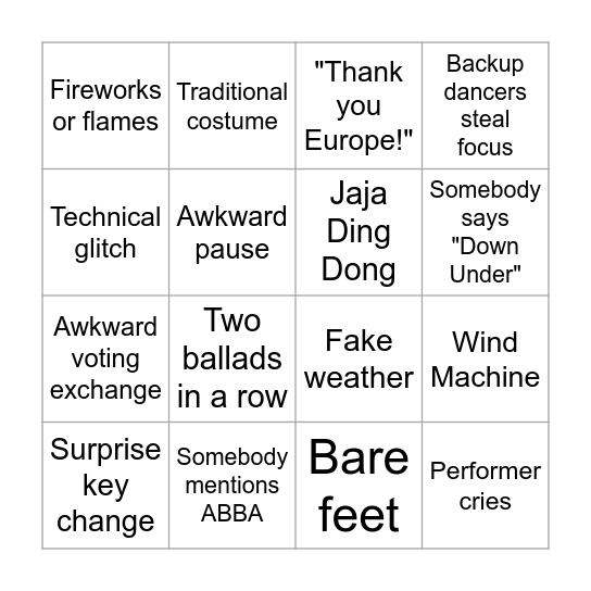 Euro Bingo Card