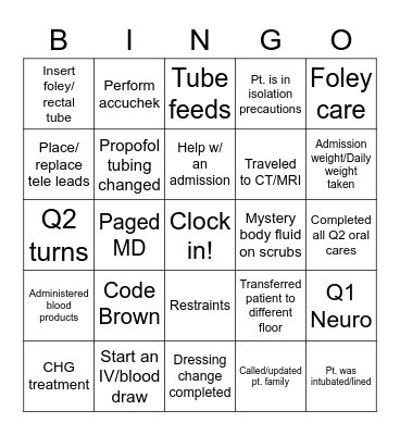 Healthcare Bingo- Nurse Bingo Card