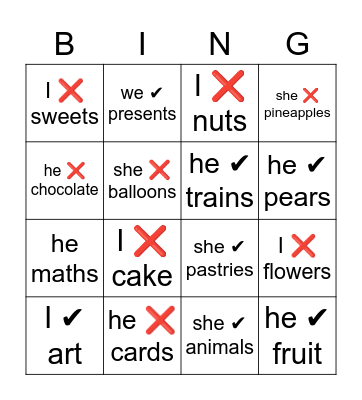 FF2 unit 7 Bingo Card