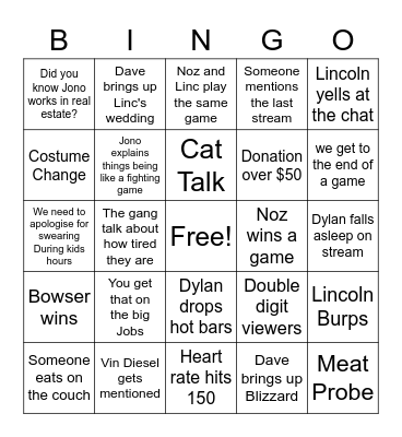 Peak Performance Bingo Card