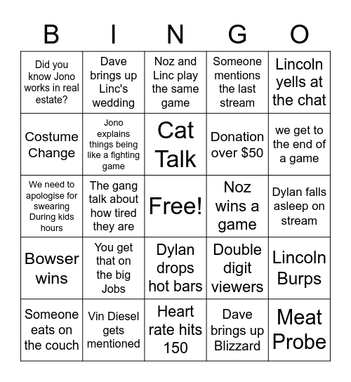 Peak Performance Bingo Card