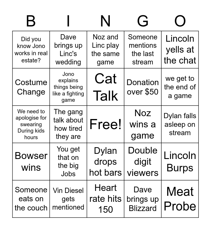 Peak Performance Bingo Card