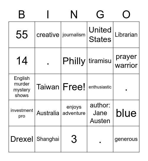 PoPo Bingo Card