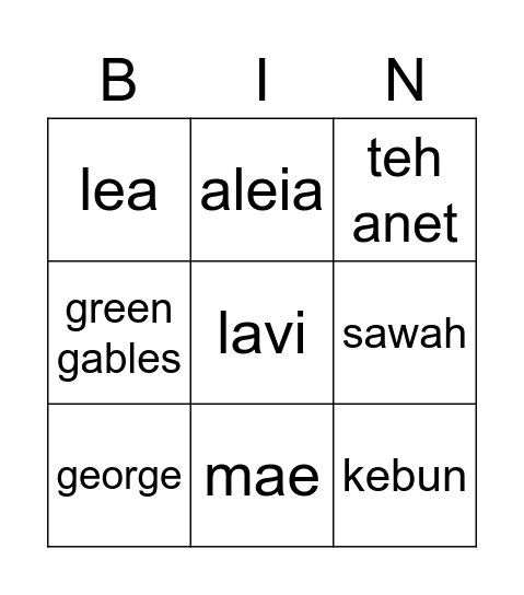 leannora's Bingo Card