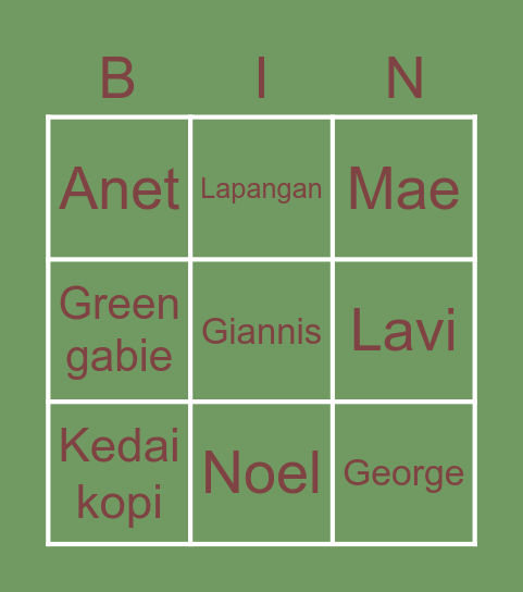 Malo Bingo Card