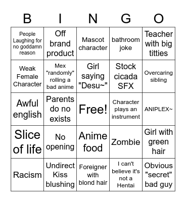 WEEB CARD Bingo Card