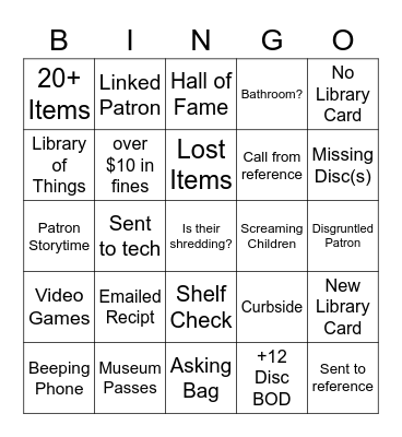 Library Bingo Card
