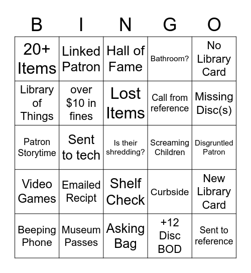 Library Bingo Card