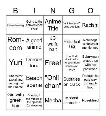 WEEB CARD Bingo Card