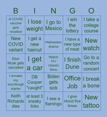 2022 Bingo Card