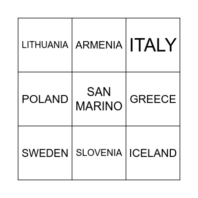 EUROFOUNTAIN BINGO Card