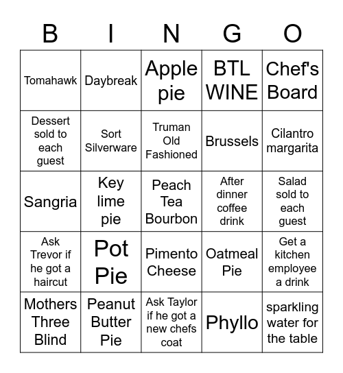 Server Bingo Card