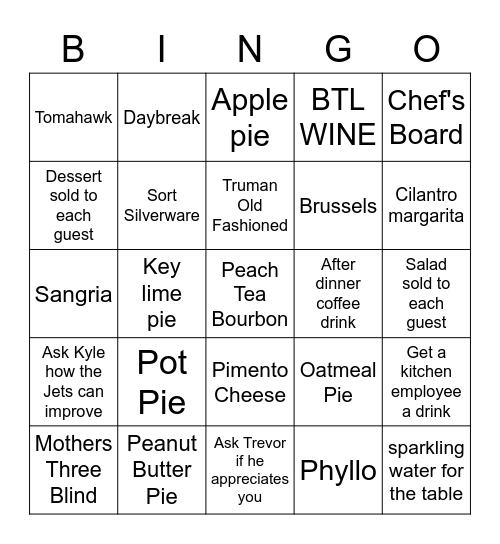 Server Bingo Card