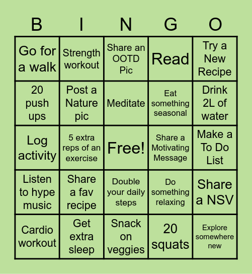 Week 5 Bingo Card