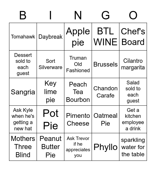 Server Bingo Card