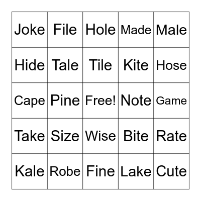 CVCE Bingo Card