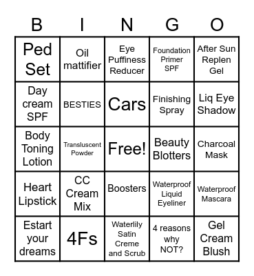 Mary Kay Summer BINGO Card