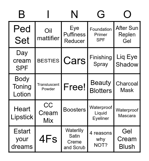 Mary Kay Summer BINGO Card