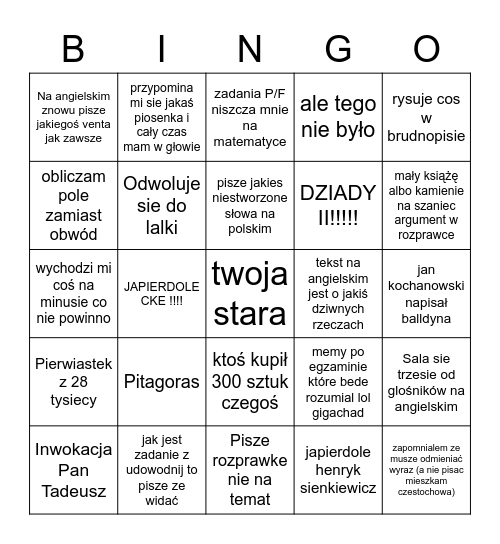 E8 bingo ash Bingo Card