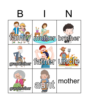 Family Bingo Game Bingo Card