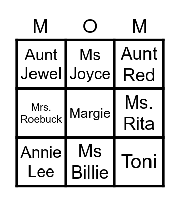 Mother's Day Bingo Card