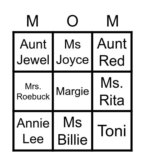 Mother's Day Bingo Card