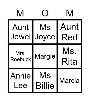 Mother's Day Bingo Card